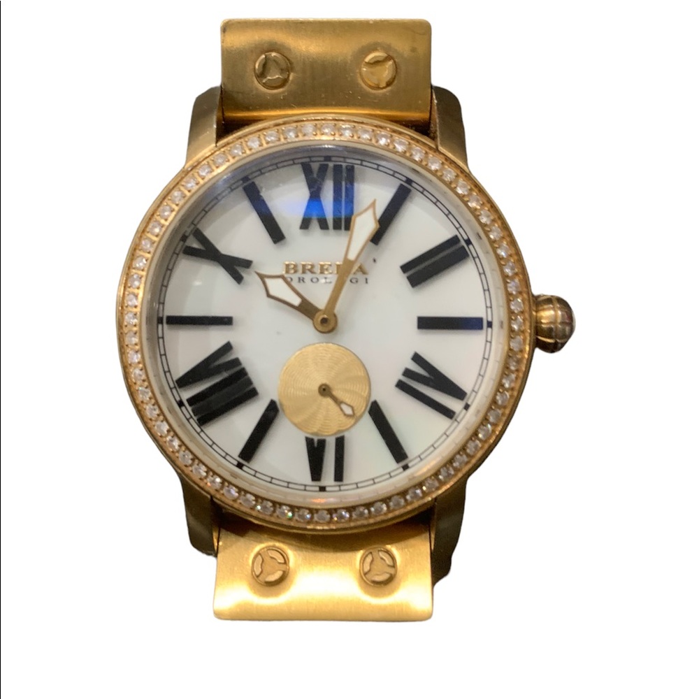 Brera Orologi Gold Tone Watch with Diamonds and Rubber Strap 38mm - Picture 2 of 4